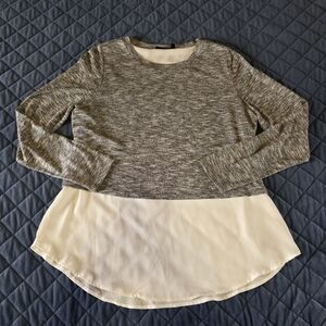 Womens Apt. 9 Gray and White One-piece Long Sleeve Top Sz Lg